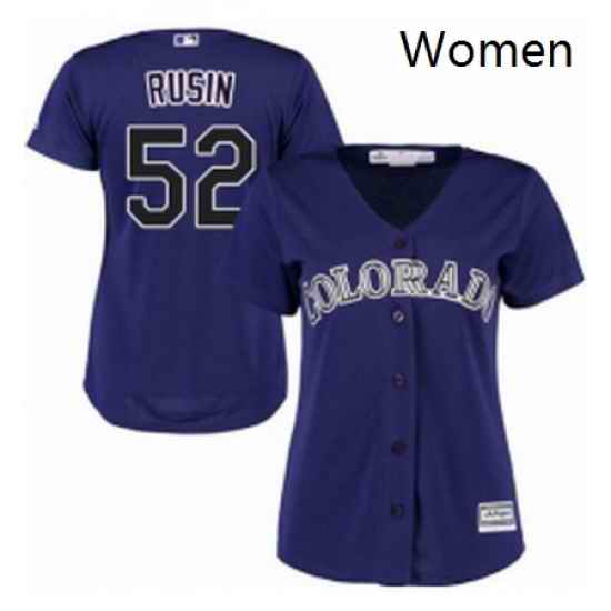 Womens Majestic Colorado Rockies 52 Chris Rusin Authentic Purple Alternate 1 Cool Base MLB Jersey